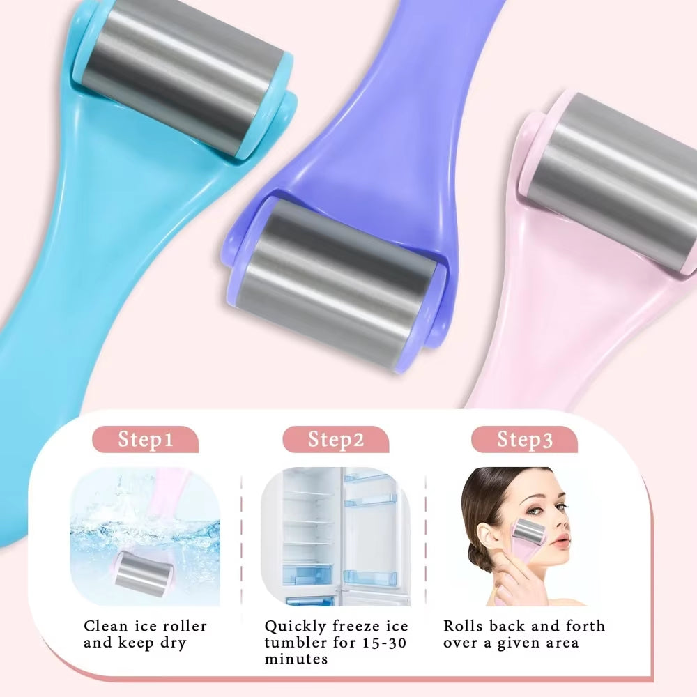 New Ice Roller Facial Massage Tool Stainless Steel Facial Massager Face & Eye Puffiness Relief anti Wrinkle Skin Care Tools