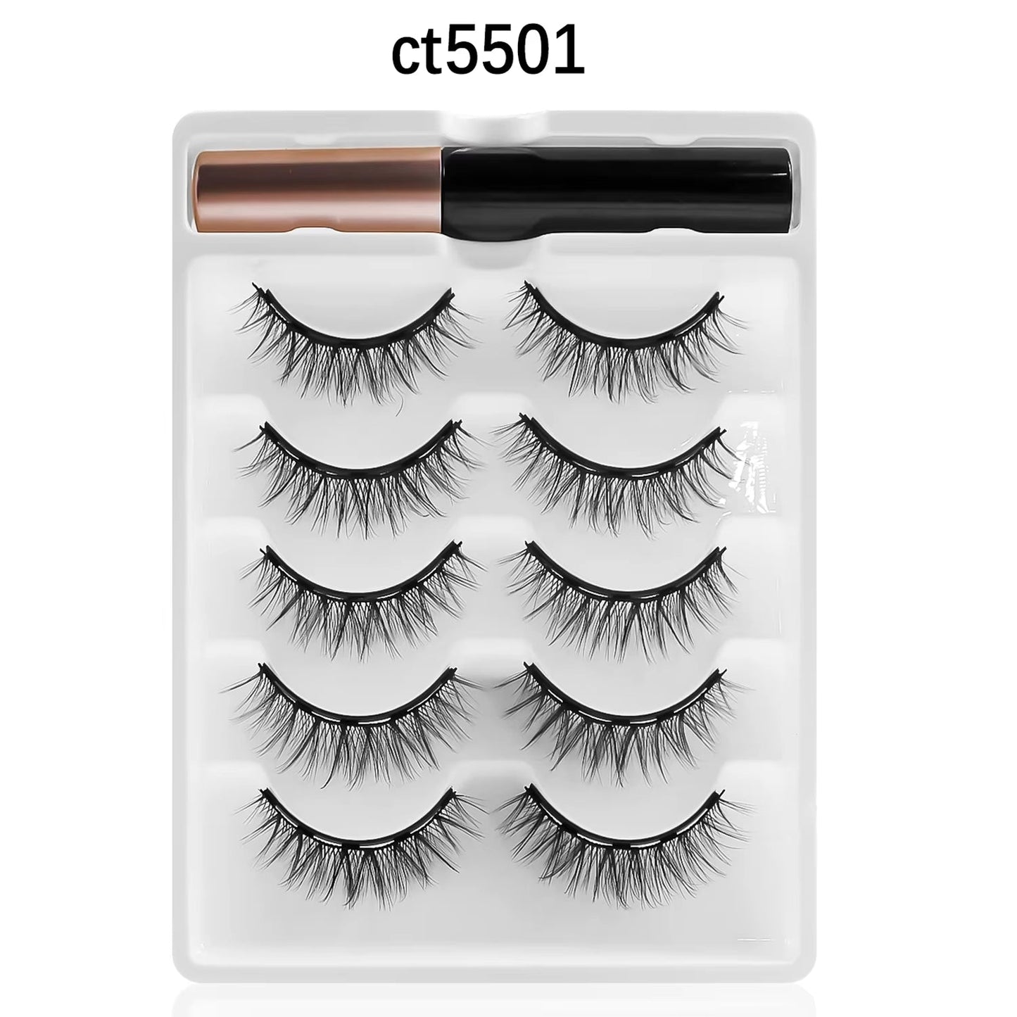 REDSIREN 5Pairs Magnetic Eyelashes with Eyeliner Reusable Thick Natural Eye Lashes New 5Piece Magnet False Eyelashes