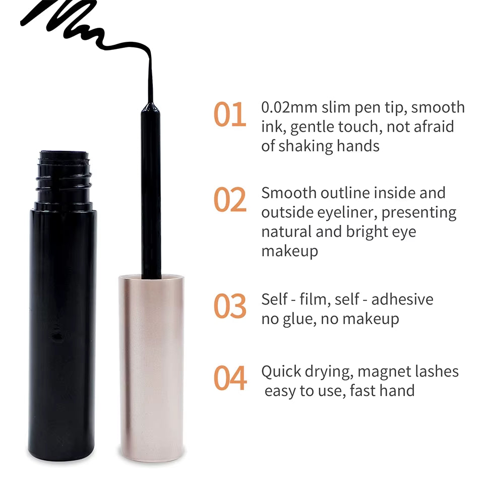 REDSIREN 5Pairs Magnetic Eyelashes with Eyeliner Reusable Thick Natural Eye Lashes New 5Piece Magnet False Eyelashes